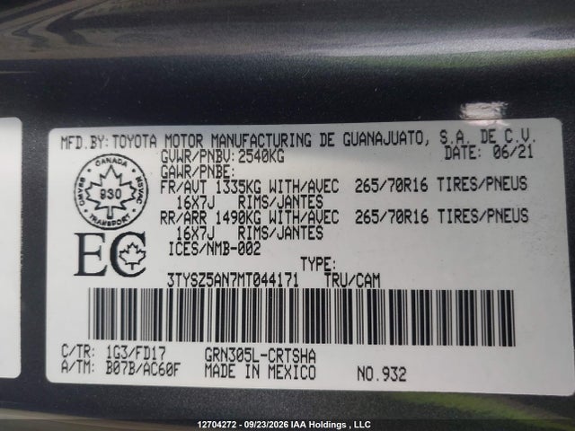 Toyota Tacoma 2021 3TYSZ5AN7MT044171 Image 21