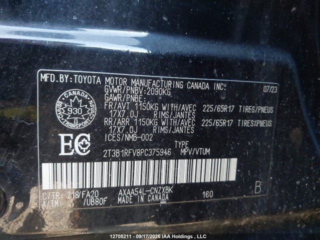 Продаж на аукціоні авто 2023 Toyota Rav4 Le, vin: 2T3B1RFV8PC375946, номер лоту: 12705211