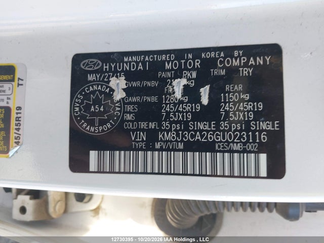 Продажа на аукционе авто 2016 Hyundai Tucson Premium 1.6, vin: KM8J3CA26GU023116, номер лота: 12730395