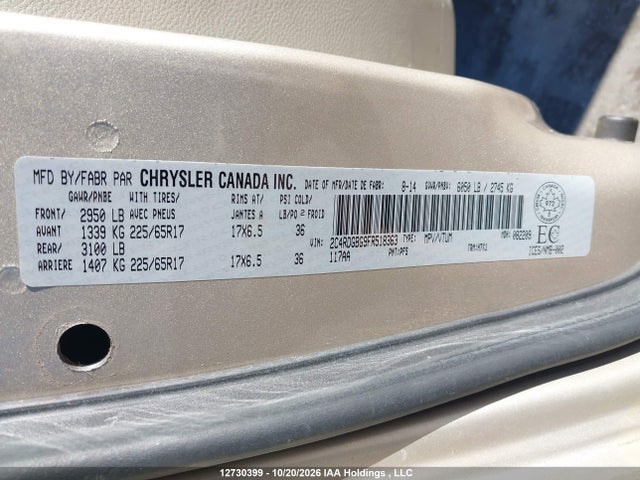 Dodge Grand Caravan Se/sxt 2015 2C4RDGBG9FR518363 Image 9