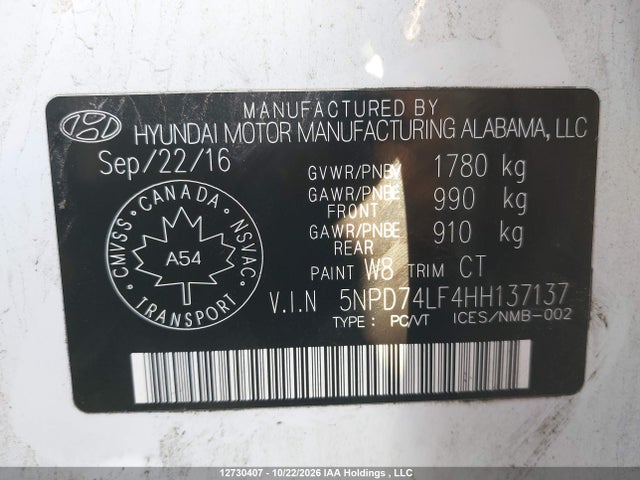 Hyundai ELANTRA SE 2017 5NPD74LF4HH137137 Image 18