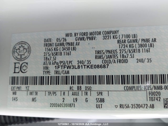 Ford F150 Xlt 2026 1FTFW3L81TKE08687 Image 18