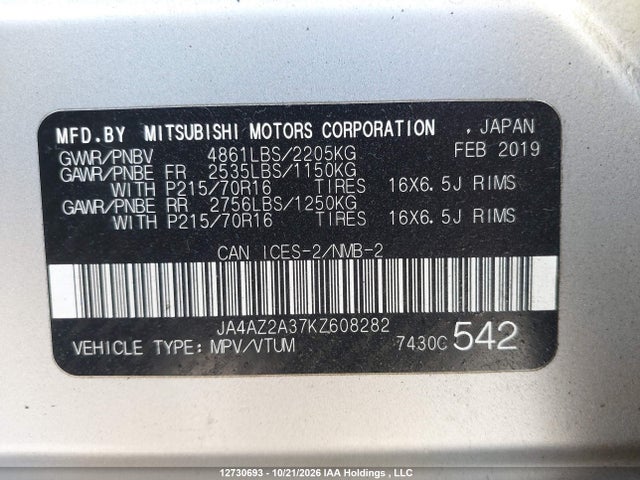 Mitsubishi Outlander Es 2019 JA4AZ2A37KZ608282 Image 9