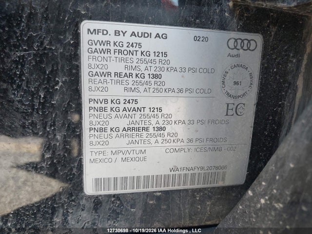 Audi Q5 45 Technik 2020 WA1FNAFY9L2078066 Image 18