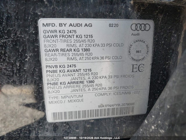 Audi Q5 45 Technik 2020 WA1FNAFY9L2078066 Image 9