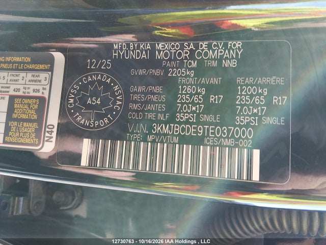 12730763 :رقم المزاد ، 3KMJBCDE9TE037000 vin ، 2026 Hyundai Tucson Preferred Awd مزاد بيع