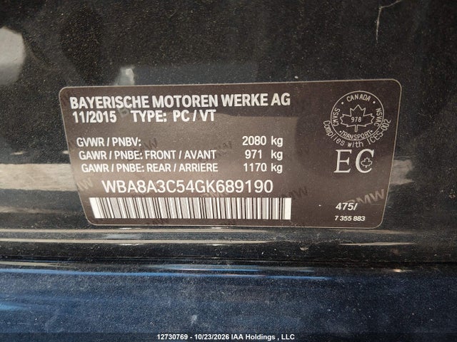 BMW 320i Xdrive 2016 WBA8A3C54GK689190 Image 9