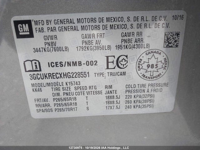 Chevrolet Silverado 1500 1lt 2017 3GCUKRECXHG228551 Image 9