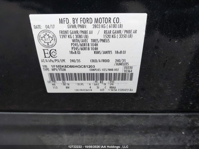 Ford EXPLORER XLT 2017 1FM5K8D86HGC81203 Image 19