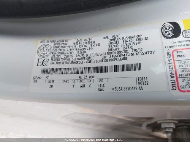 Ford FIESTA S 2015 3FADP4TJ5FM124737 Image 18