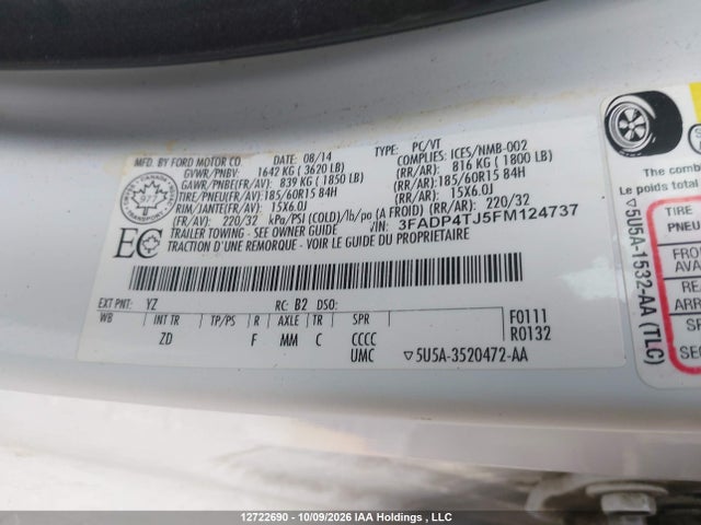Ford FIESTA S 2015 3FADP4TJ5FM124737 Image 9