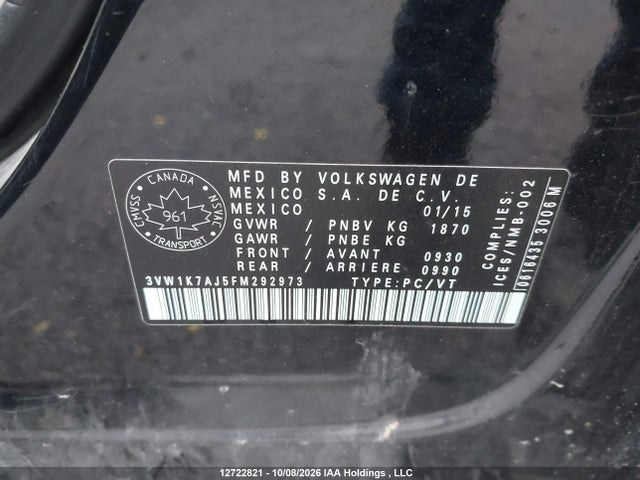 3VW1K7AJ5FM292973 Volkswagen Jetta 2.0l Trendline/2.0l Trendline+