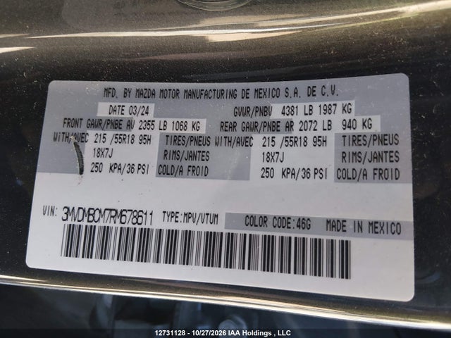 Auction sale of the 2024 Mazda Cx-30 Preferred, vin: 3MVDMBCM7RM678611, lot number: 12731128