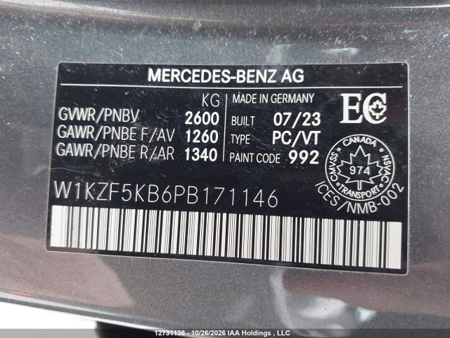 Продажа на аукционе авто 2023 Mercedes-benz E 450 4matic, vin: W1KZF5KB6PB171146, номер лота: 12731136