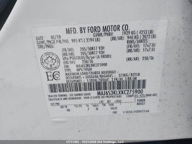 Ford Ecosport Titanium 2019 MAJ6S3KLXKC275900 Image 9
