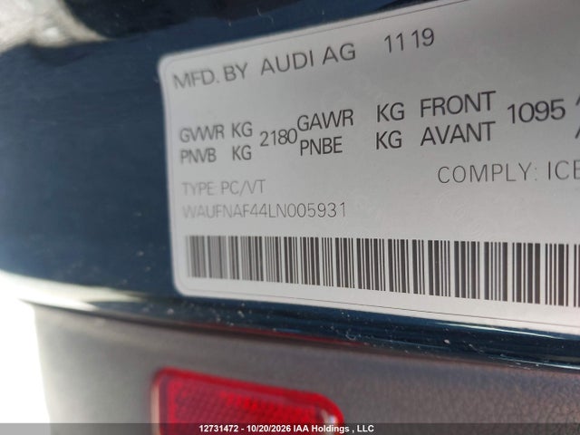 Aukcja sprzedaży 2020 Audi A4 2.0t Technik, vin: WAUFNAF44LN005931, numer aukcji: 12731472