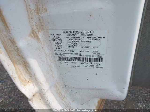 12667272 :رقم المزاد ، 1FTPW14V58FA03848 vin ، 2008 Ford F-150 Fx4/king Ranch/lariat/xlt مزاد بيع
