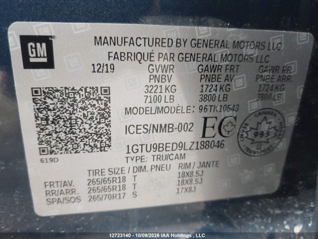 1GTU9BED9LZ188046 GMC Sierra 1500 Sle