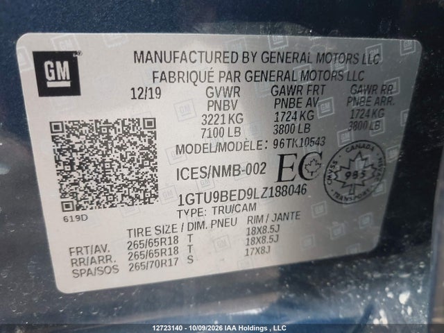 1GTU9BED9LZ188046 GMC Sierra 1500 Sle