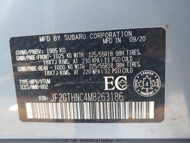 JF2GTHNC4M8263186 Subaru Crosstrek Limited