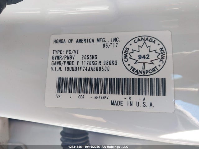 Продаж на аукціоні авто 2018 Acura Tlx, vin: 19UUB1F74JA800500, номер лоту: 12731555