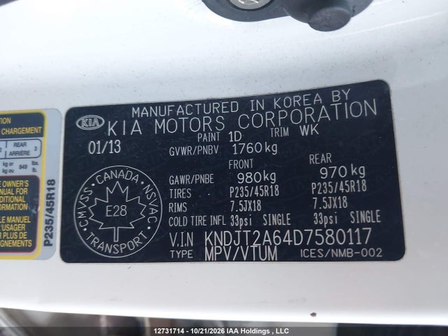 Продаж на аукціоні авто 2013 Kia Soul 2.0l 2u/2.0l 4u/2.0l 4u Burner/2.0l 4u Luxury/2.0l 4u Retro, vin: KNDJT2A64D7580117, номер лоту: 12731714