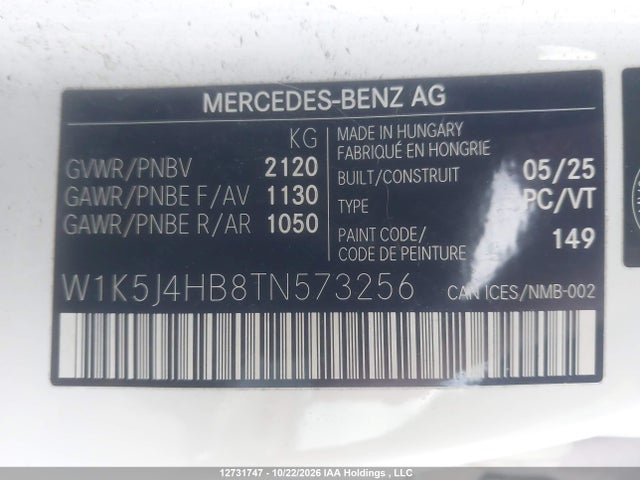 W1K5J4HB8TN573256 Mercedes-Benz CLA 250 4MATIC