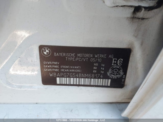 12731980 :رقم المزاد ، WBAPG7G54BNM68174 vin ، 2011 Bmw 323 I مزاد بيع