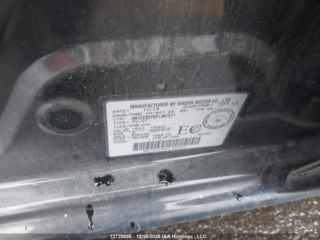 3N1CE2CP6FL397571 Nissan Versa Note 1.6 S/1.6 Sl/1.6 Sr/1.6 Sv