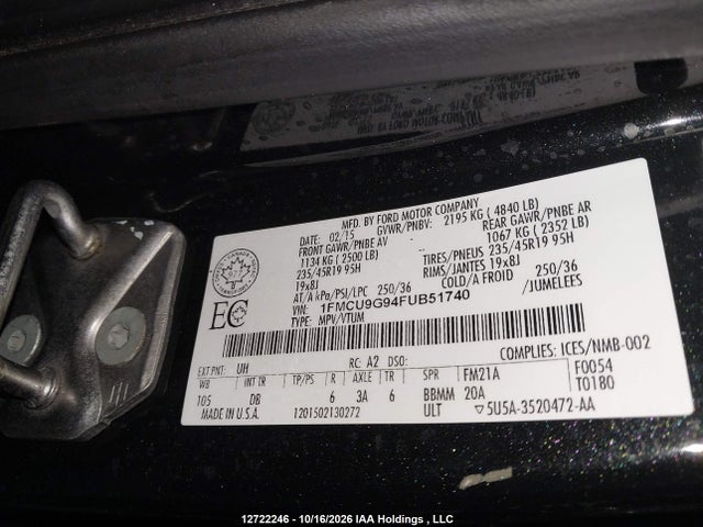 1FMCU9G94FUB51740 Ford ESCAPE SE