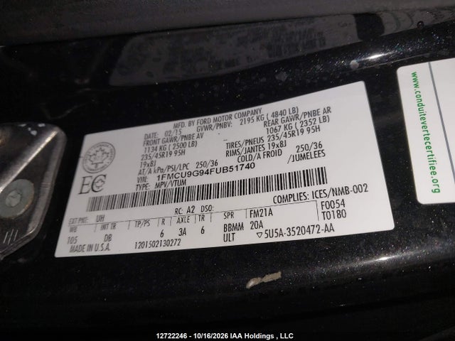 1FMCU9G94FUB51740 Ford ESCAPE SE