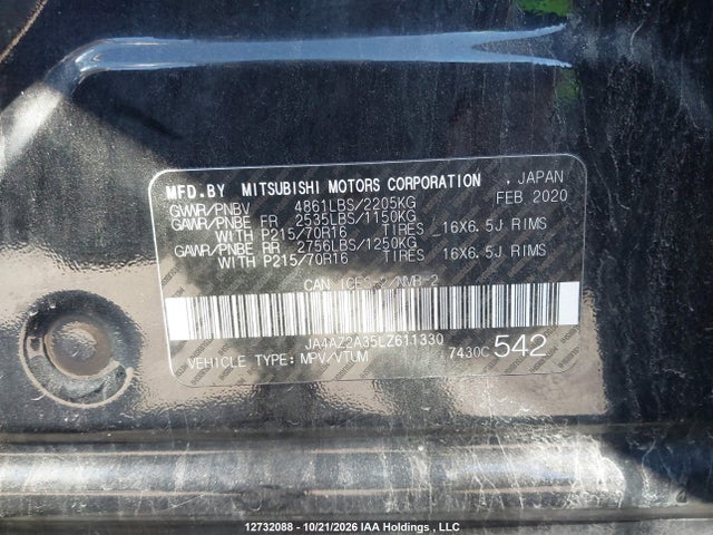 Mitsubishi Outlander Es/ex/ex-l 2020 JA4AZ2A35LZ611330 Image 18