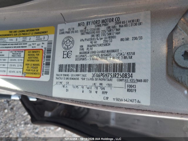 3FA6P0H75JR250834 Ford FUSION SE