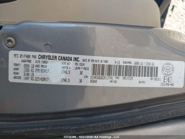 Продажа на аукционе авто 2014 Dodge Grand Caravan Se/sxt, vin: 2C4RDGBG6ER117741, номер лота: 12732398