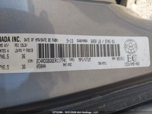 Продажа на аукционе авто 2014 Dodge Grand Caravan Se/sxt, vin: 2C4RDGBG6ER117741, номер лота: 12732398
