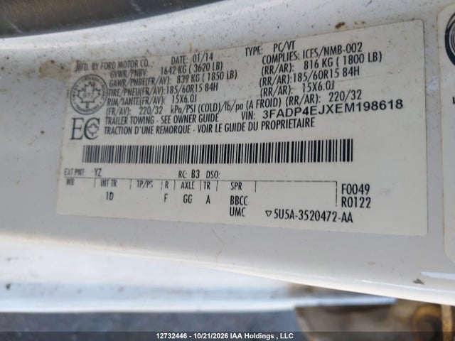 3FADP4EJXEM198618 Ford FIESTA SE