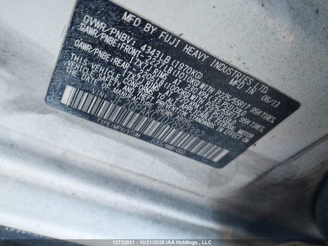 Продажа на аукционе авто 2013 Subaru Xv Crosstrek Limited Package, vin: JF2GPAKC7D2892332, номер лота: 12732831