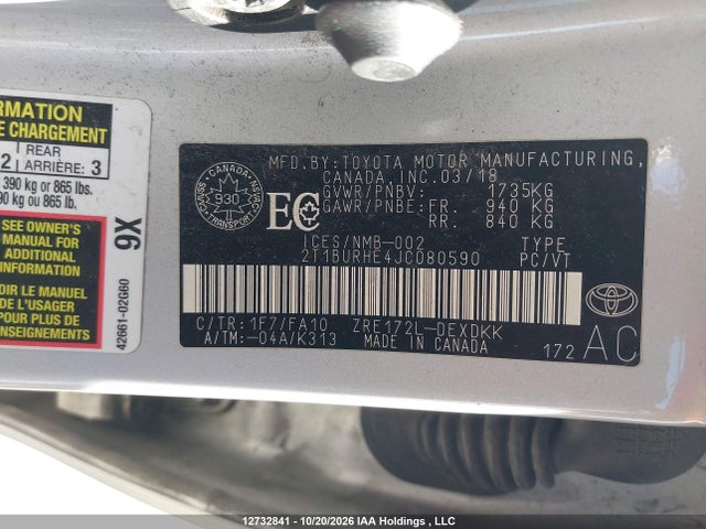 Toyota Corolla 2018 2T1BURHE4JC080590 Image 9
