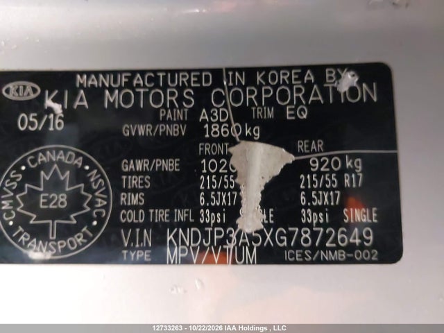 Aukcja sprzedaży 2016 Kia Soul +, vin: KNDJP3A5XG7872649, numer aukcji: 12733263