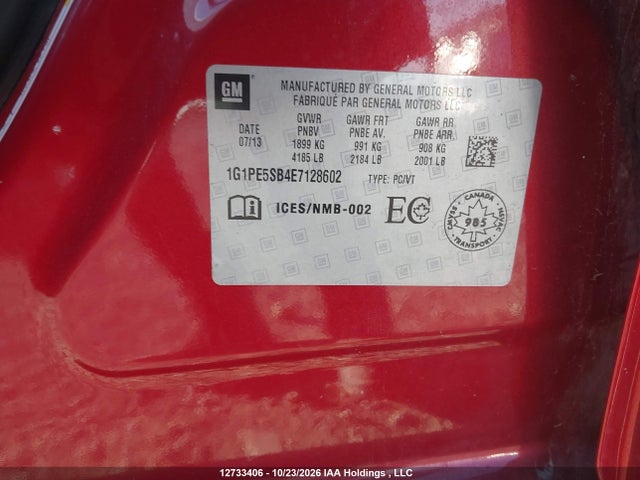 Chevrolet CRUZE LT 2014 1G1PE5SB4E7128602 Image 9