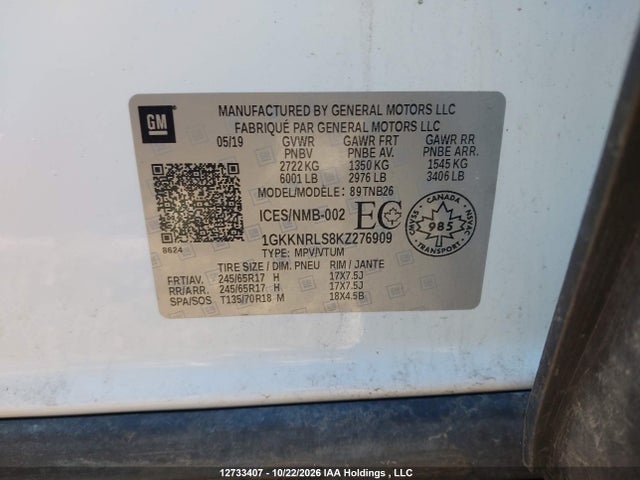 GMC Acadia Sle-1 2019 1GKKNRLS8KZ276909 Image 17