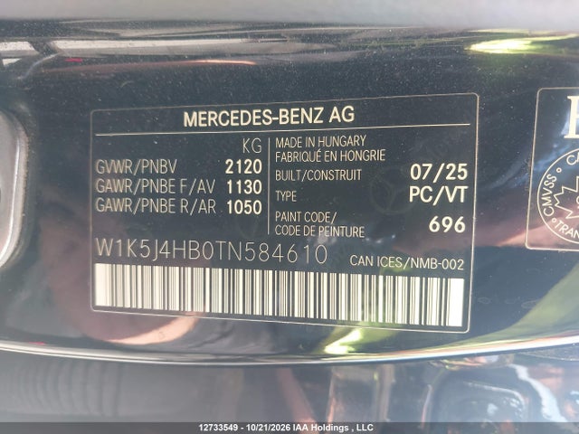 12733549 :رقم المزاد ، W1K5J4HB0TN584610 vin ، 2026 Mercedes-benz Cla 250 4matic مزاد بيع