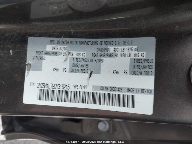 3MZBM1L79GM318215 Mazda Mazda3 Gs