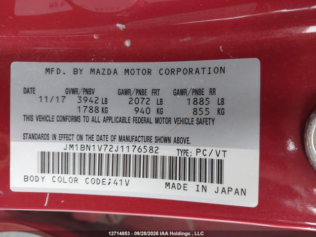 JM1BN1V72J1176582 Mazda Mazda3 50th Anniversary Edition/gs/se