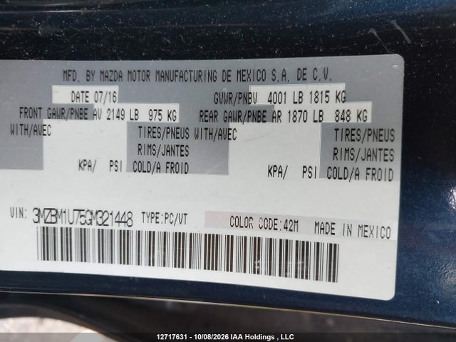 Mazda Mazda3 G/gx 2016 3MZBM1U75GM321448 Image 9
