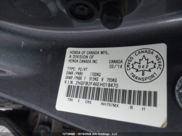 2HGFB2F46EH018470 Honda Civic Lx