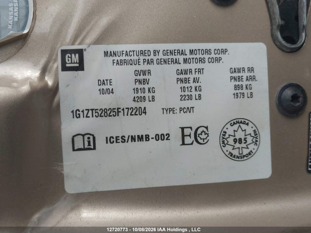 Aukcja sprzedaży 2005 Chevrolet Malibu Ls, vin: 1G1ZT52825F172204, numer aukcji: 12720773