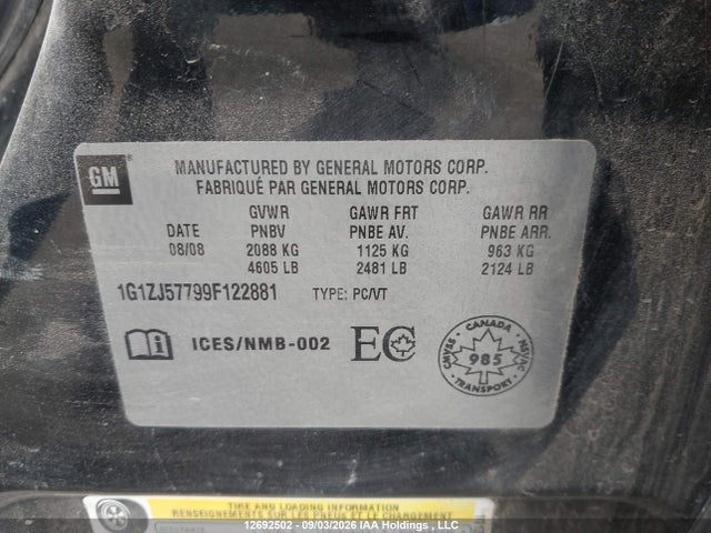 Aukcja sprzedaży 2009 Chevrolet Malibu Lt2, vin: 1G1ZJ57799F122881, numer aukcji: 12692502