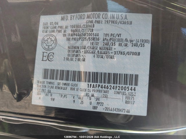 Продаж на аукціоні авто 2004 Ford Mustang Convertible, vin: 1FAFP44624F200544, номер лоту: 12696794