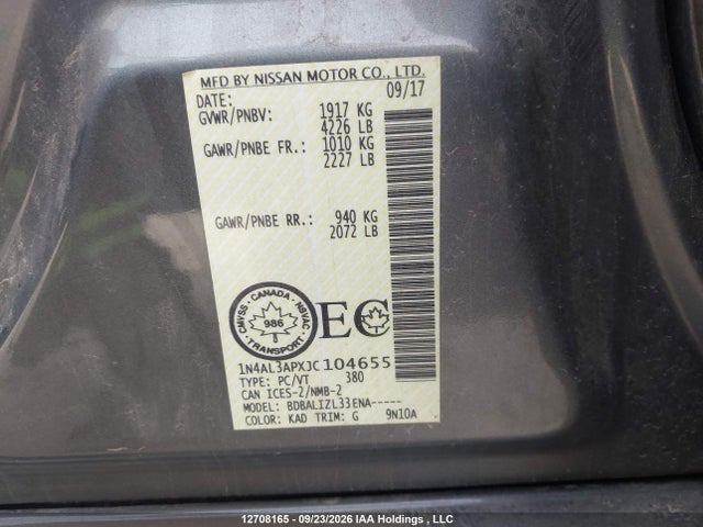 1N4AL3APXJC104655 Nissan Altima 2.5 S/2.5 Sl Tech/2.5 Sv